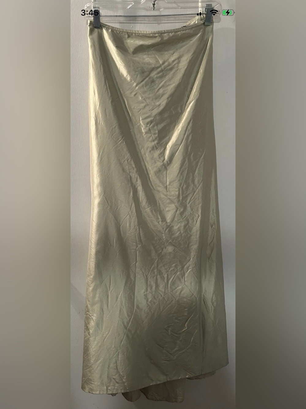 Carmen Marc Valvo Satin Maxi Strapless dress in Pale Green Size 4